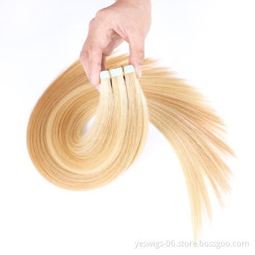 Southeast Asian Raw Human Hair Tape Weave Bulk 27/613 Ombre Color Wholesale Cuticle Aligned Brazilian Virgin Human Hair Weaves